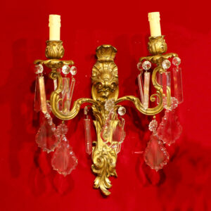 法貴族訂製厚銅浮雕水晶雙燈大壁燈