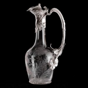 法國新藝術風格純手工雕刻水晶銀酒器