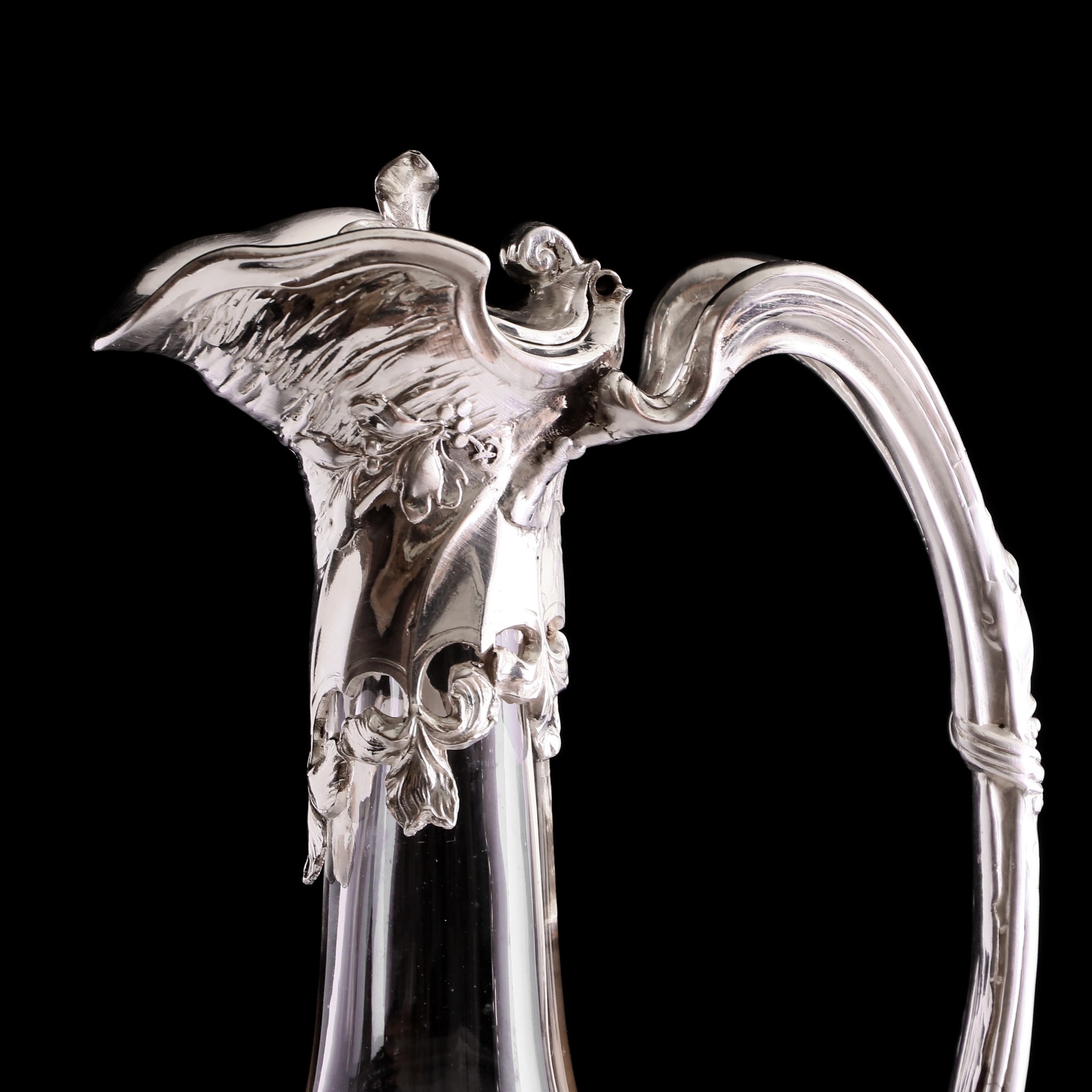 法國新藝術風格純手工雕刻水晶銀酒器:圖片 3