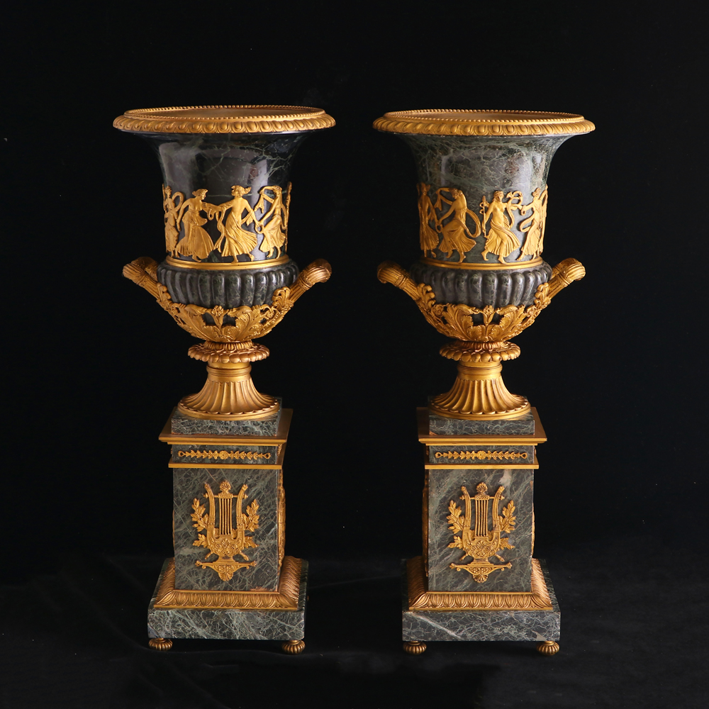 法國鎏金雙耳冠軍杯柱型花器一對- ANNSONS 安森國際歐洲古董