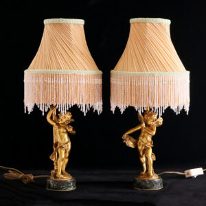 法國流蘇燈罩鎏金天使桌燈一對