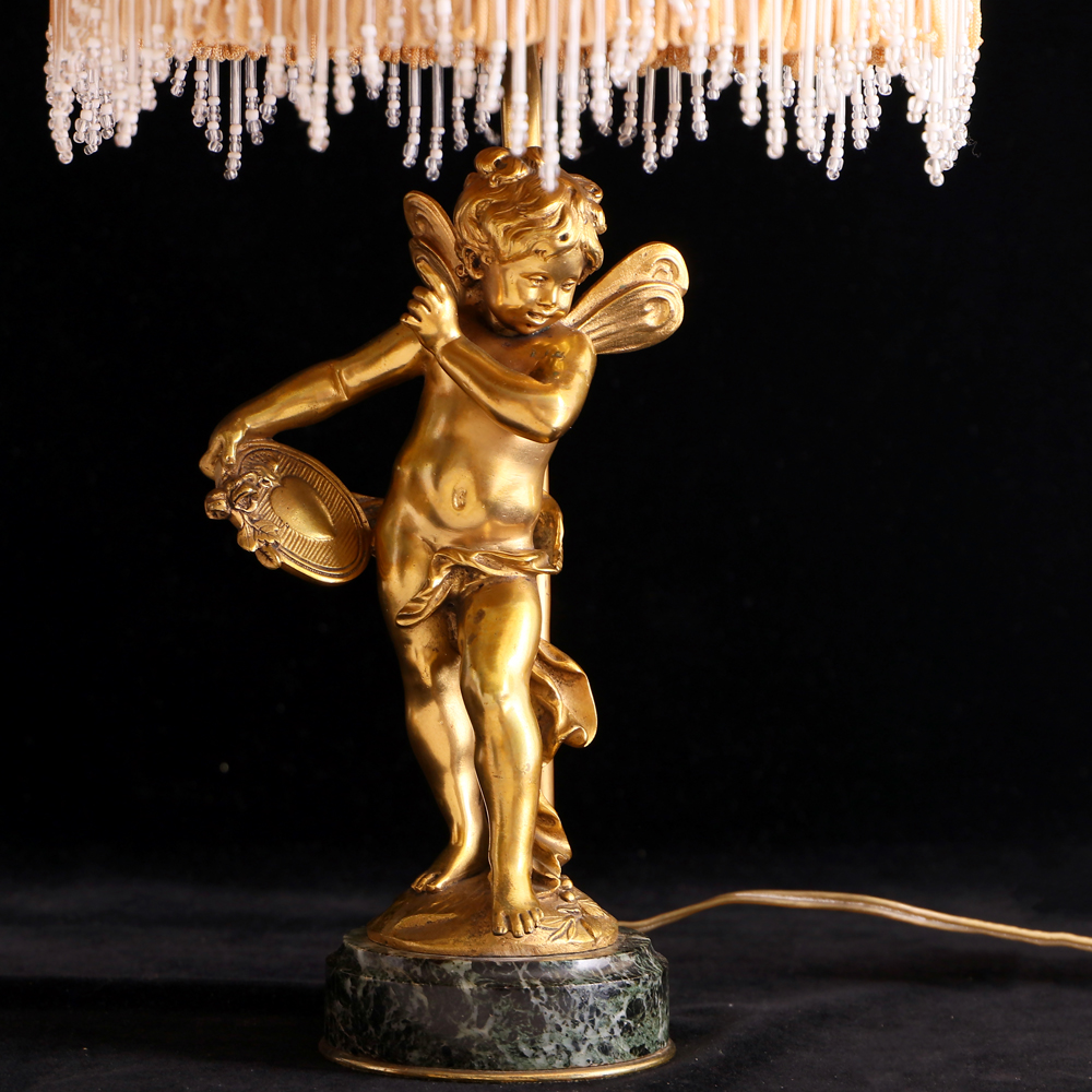 法國流蘇燈罩鎏金天使桌燈一對:圖片 3