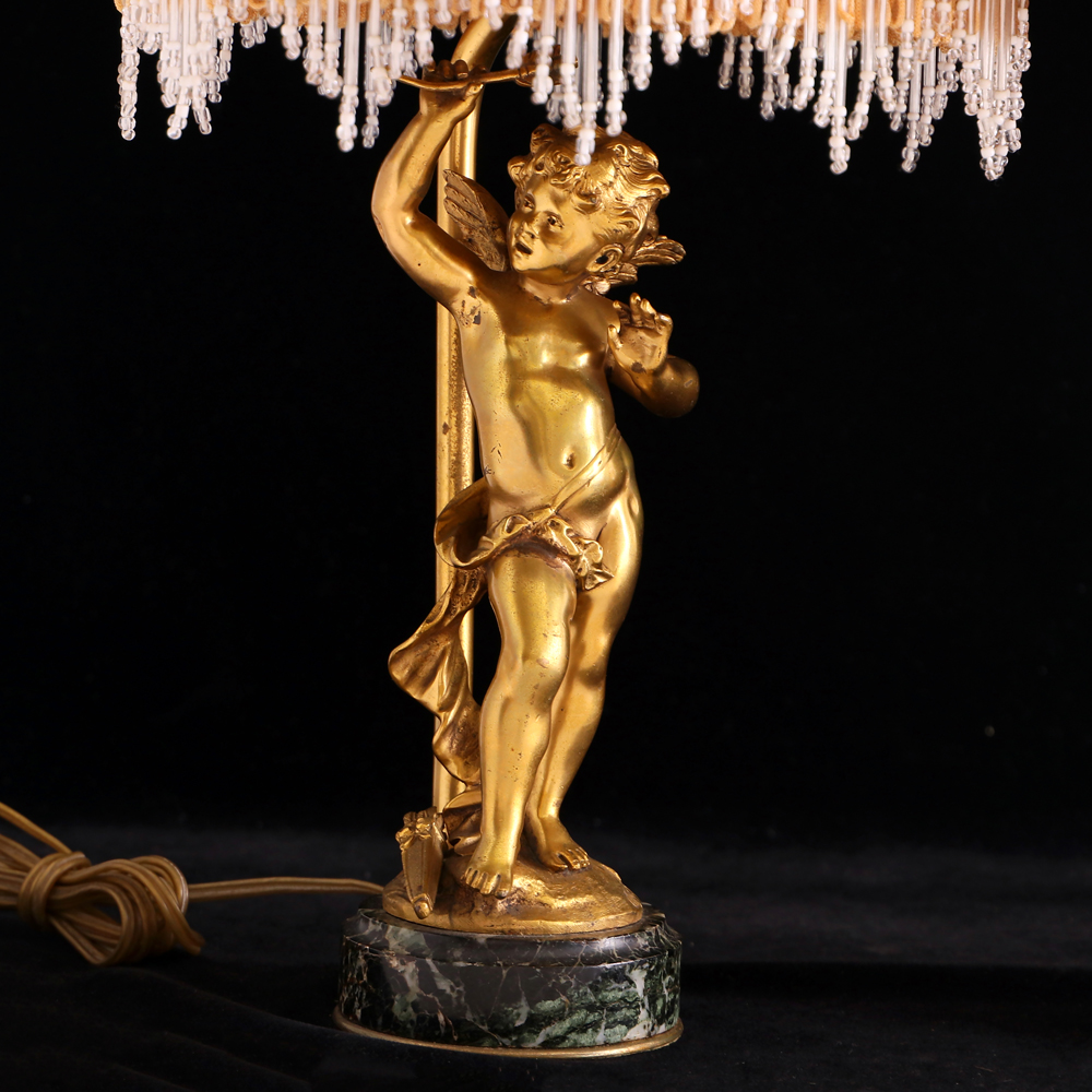 法國流蘇燈罩鎏金天使桌燈一對:圖片 2