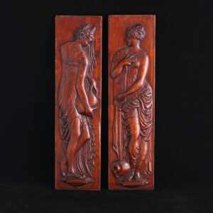 英國維多利亞手工雕刻提壺仕女木飾一對