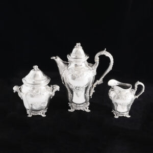 法國950純銀路易十五洛可可風格壺糖奶三件組