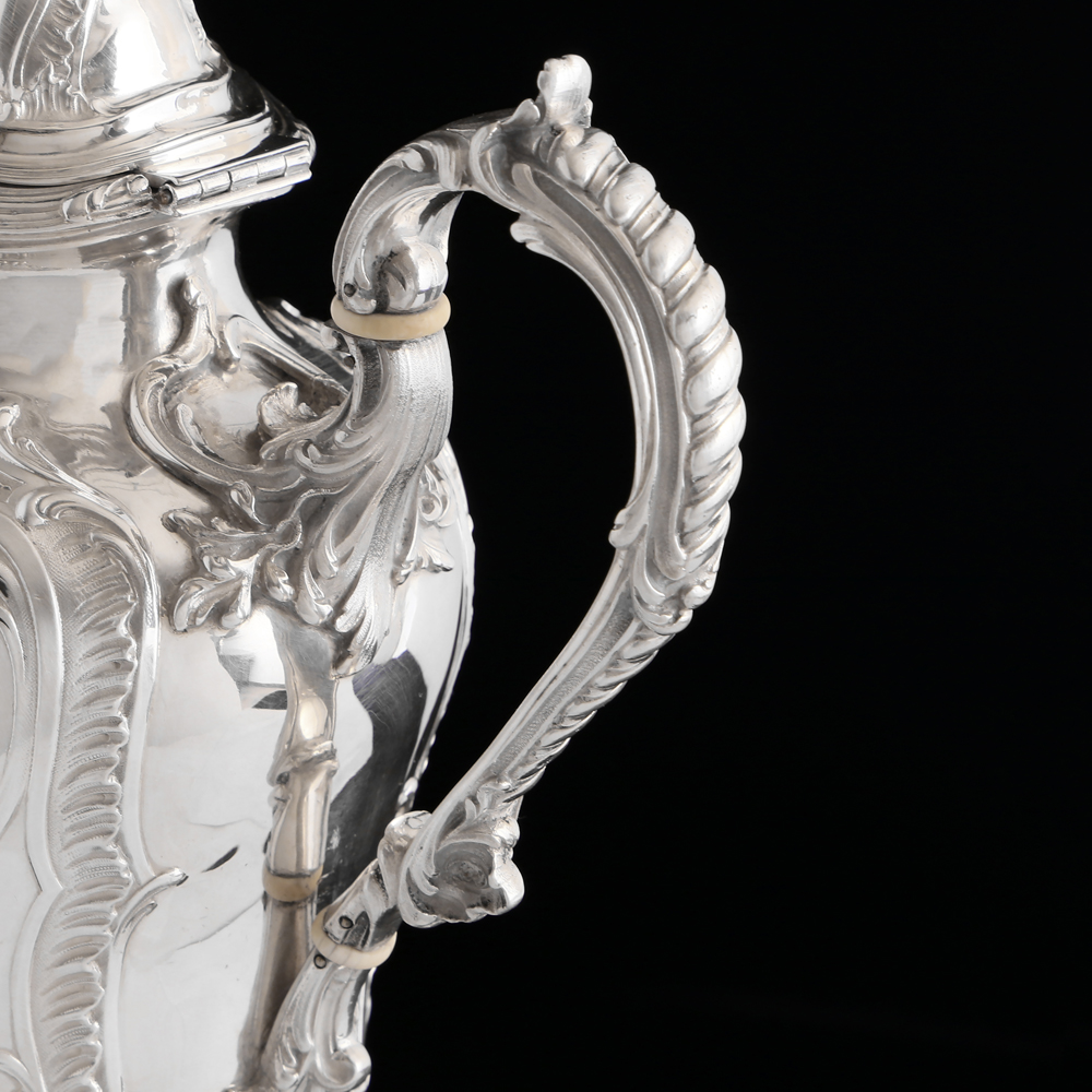 法國950純銀路易十五洛可可風格壺糖奶三件組:圖片 4