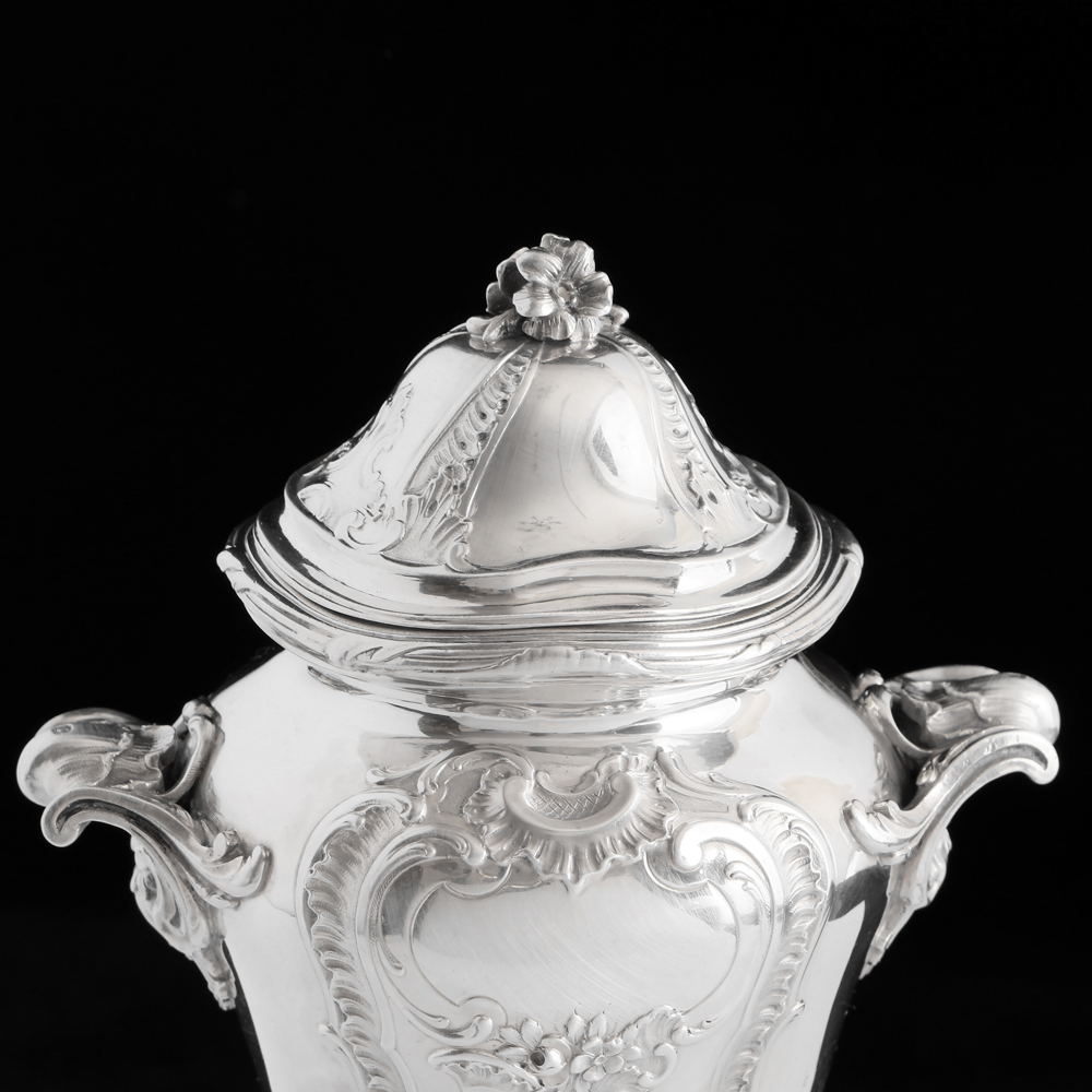 法國950純銀路易十五洛可可風格壺糖奶三件組:圖片 6