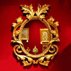 法國洛可可風格捲葉木雕鏡