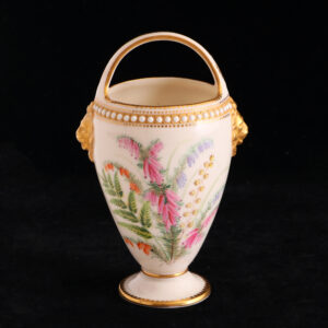 英國私人訂製琺瑯珠點K金雙獅手繪瓷提籃