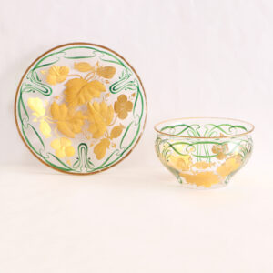 法國Art Nouveau24K金手繪水晶杯碟