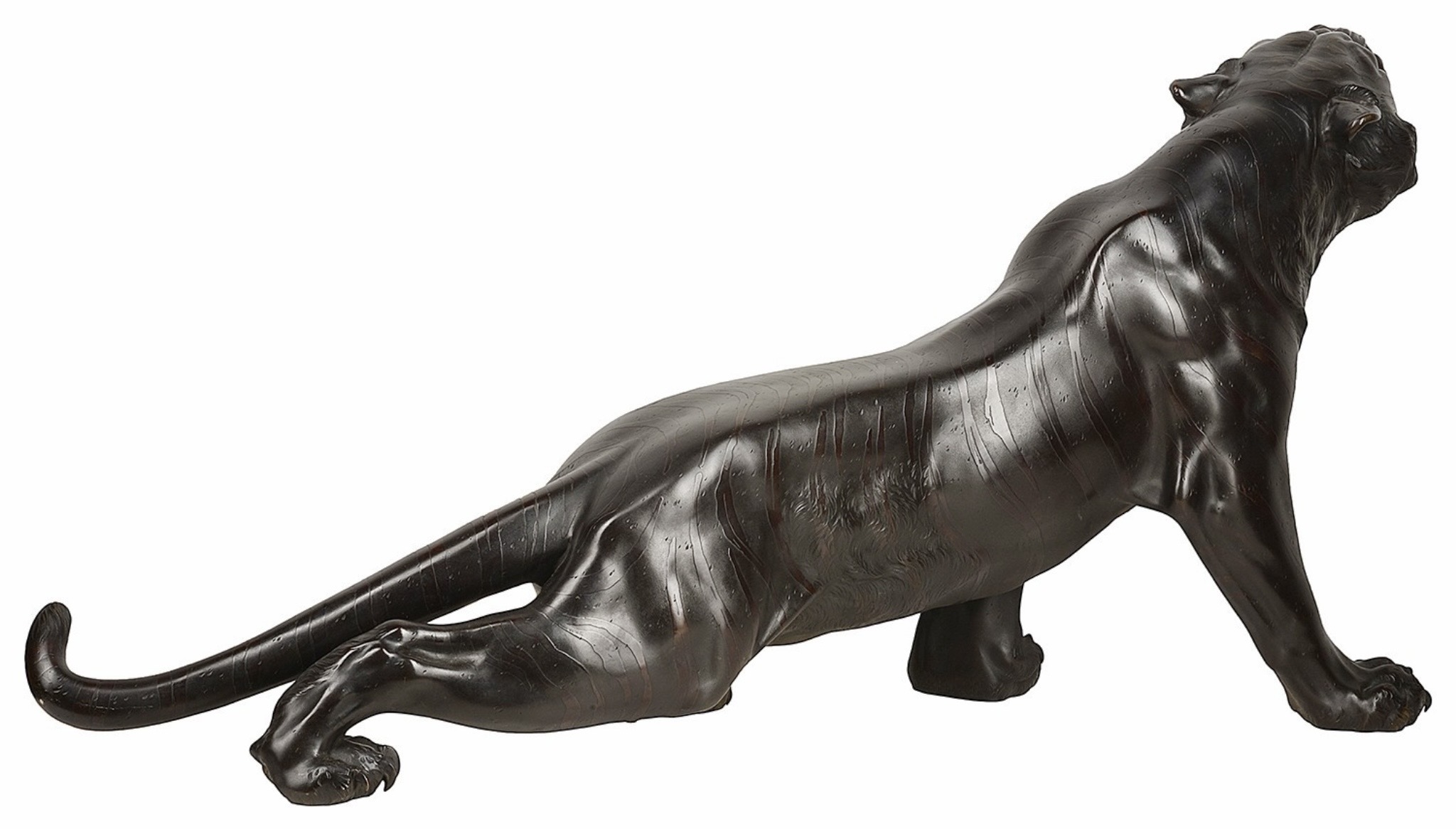 日本明治時期Okimono銅虎:圖片 5