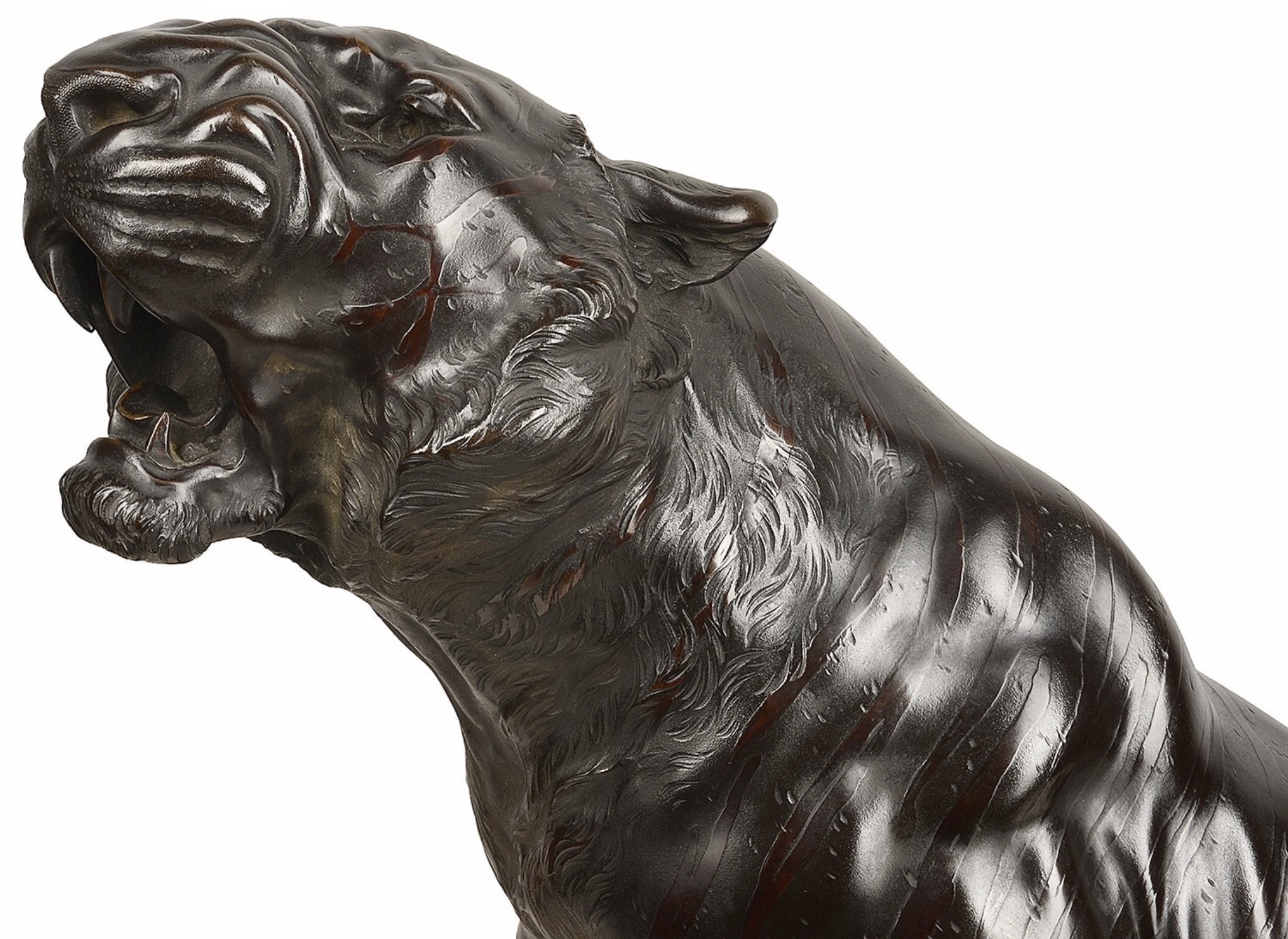 日本明治時期Okimono銅虎:圖片 3