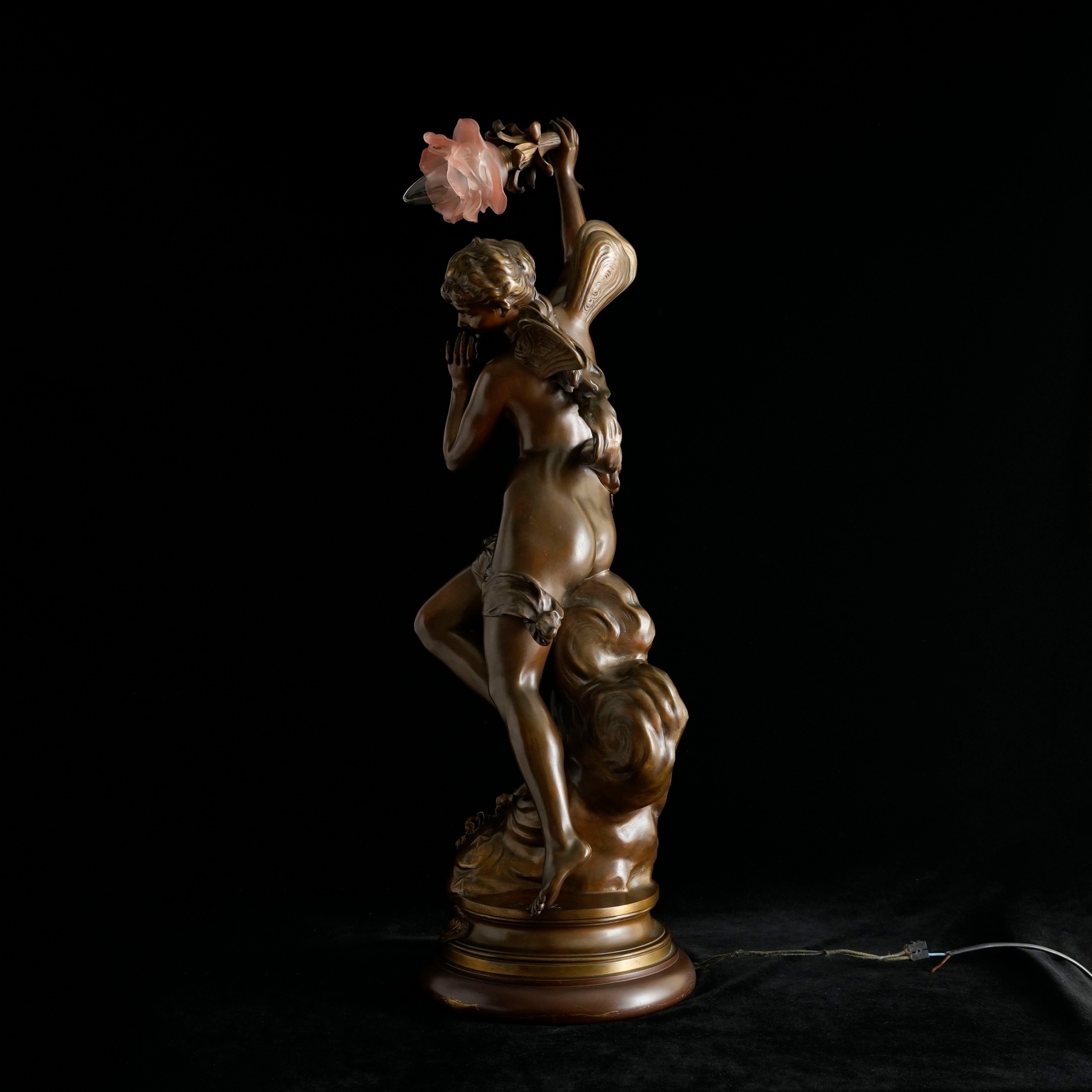 法國銅雕桌燈-手持玫瑰花的賽姬:圖片 3