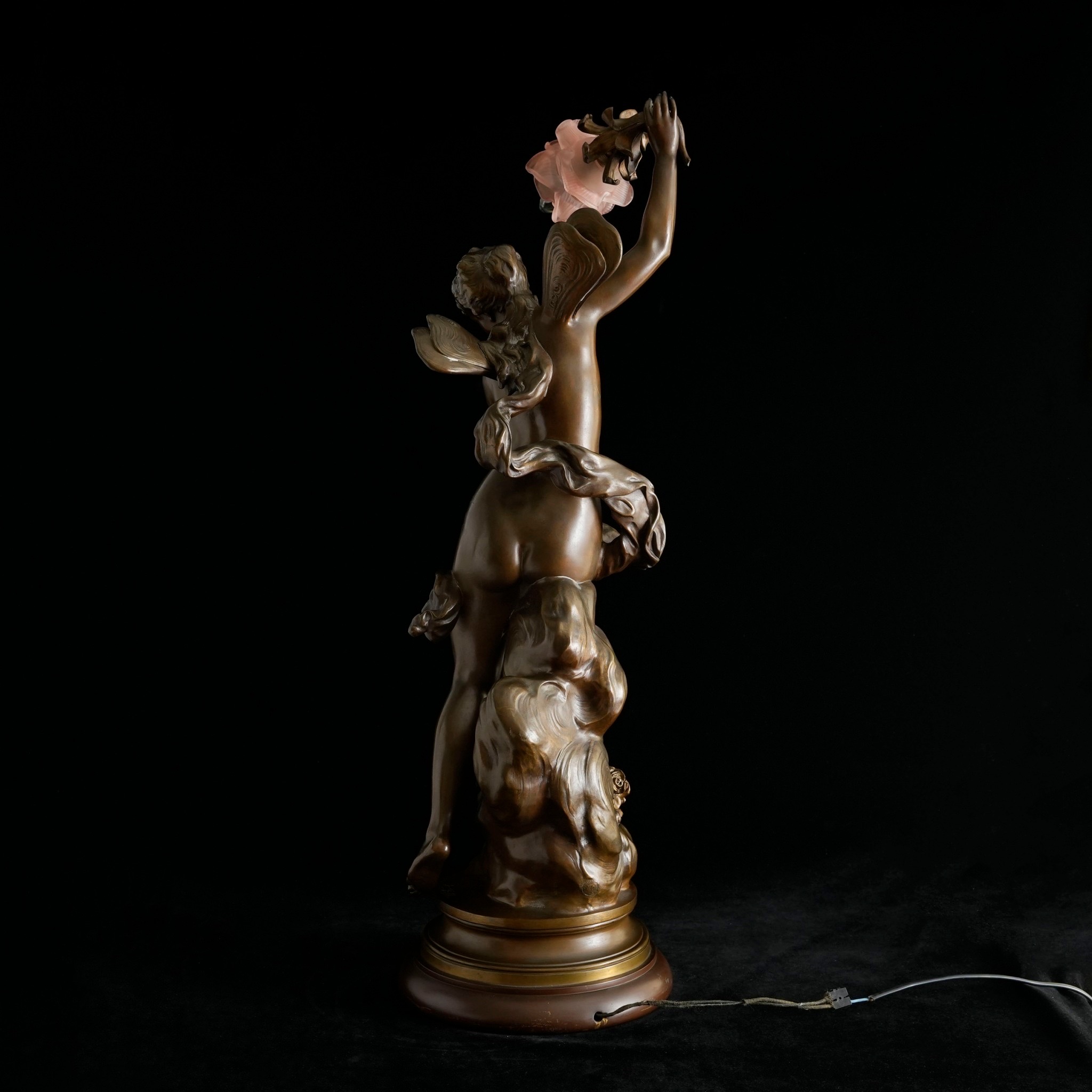 法國銅雕桌燈-手持玫瑰花的賽姬:圖片 4