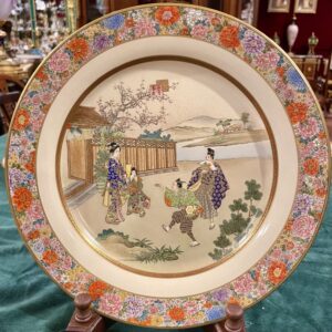 日本明治時期薩摩燒金光琺瑯手繪月份盤(共12月份)