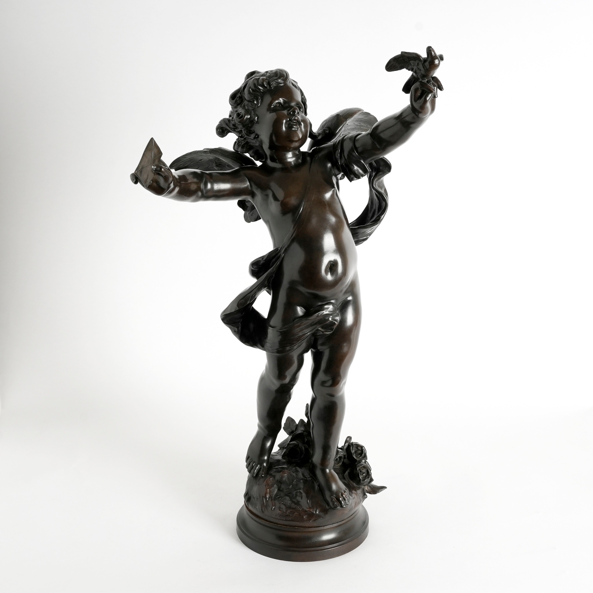 法國名家愛神邱比特銅雕