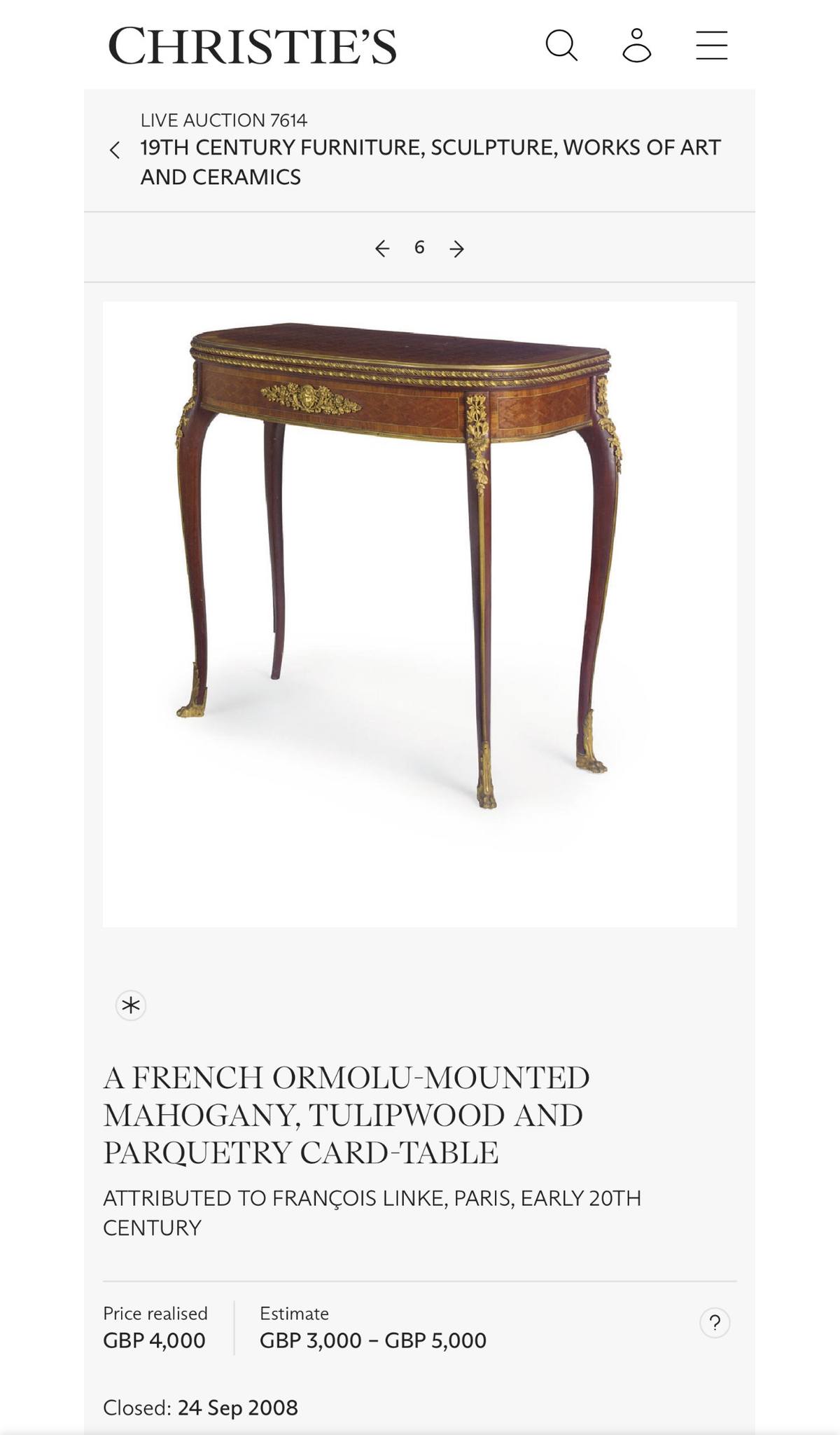 法路易十五風格工藝大師François Linke工作室鎏金鑲嵌玄關桌/橋牌桌:圖片 6