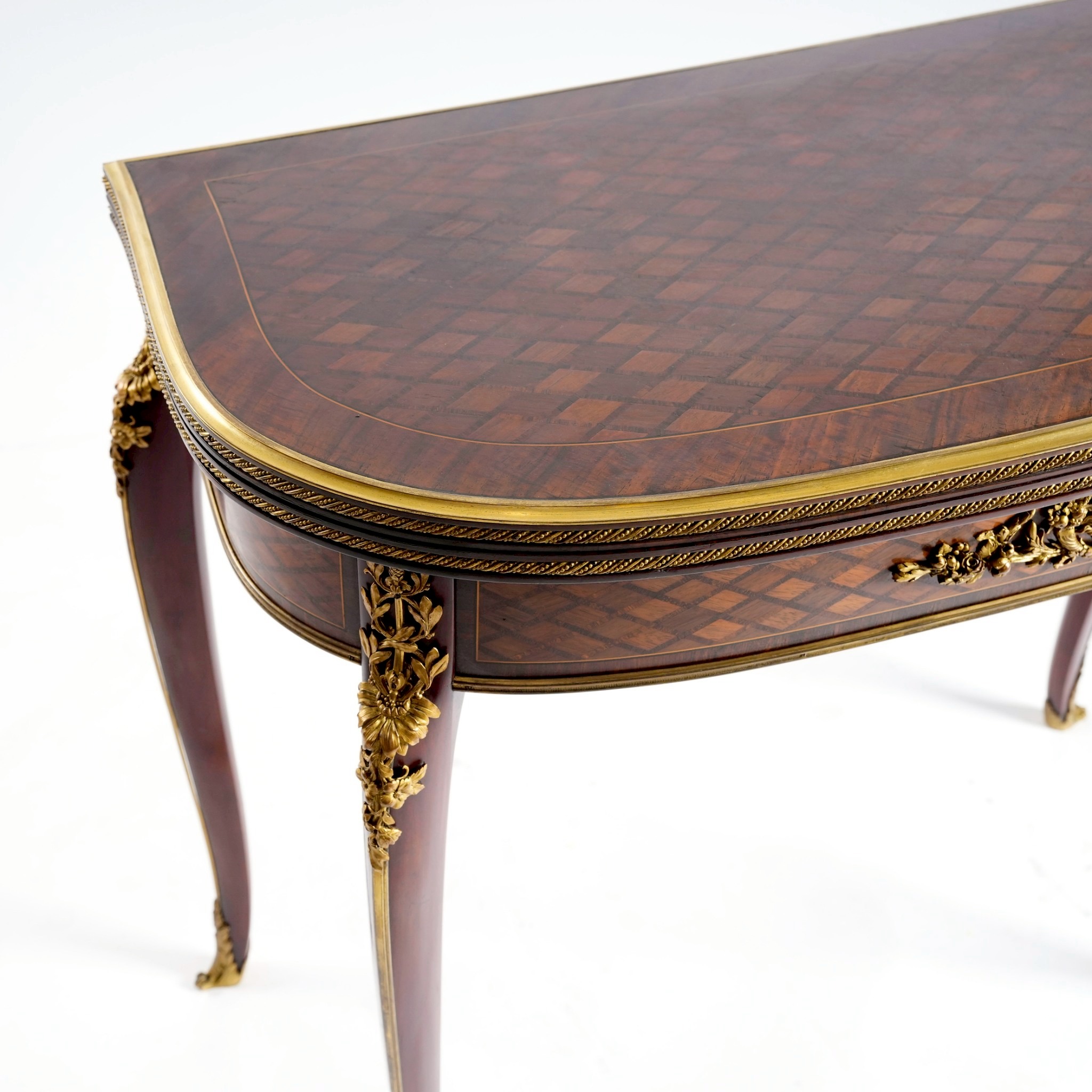 法路易十五風格工藝大師François Linke工作室鎏金鑲嵌玄關桌/橋牌桌:圖片 3