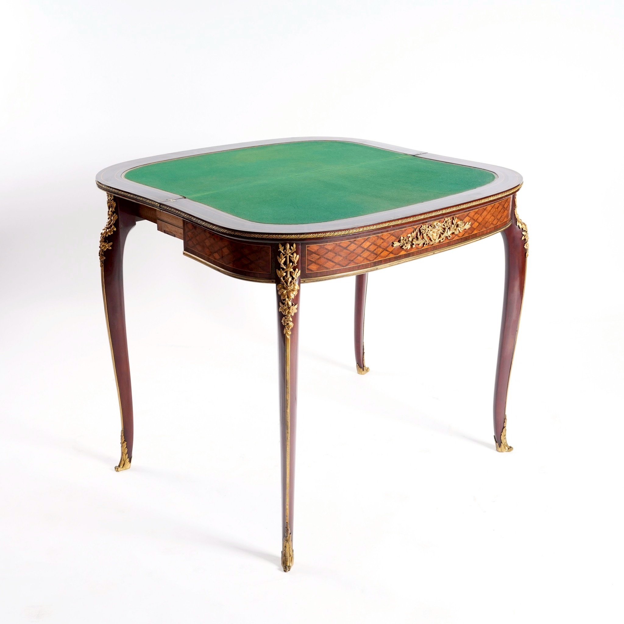 法路易十五風格工藝大師François Linke工作室鎏金鑲嵌玄關桌/橋牌桌:圖片 4