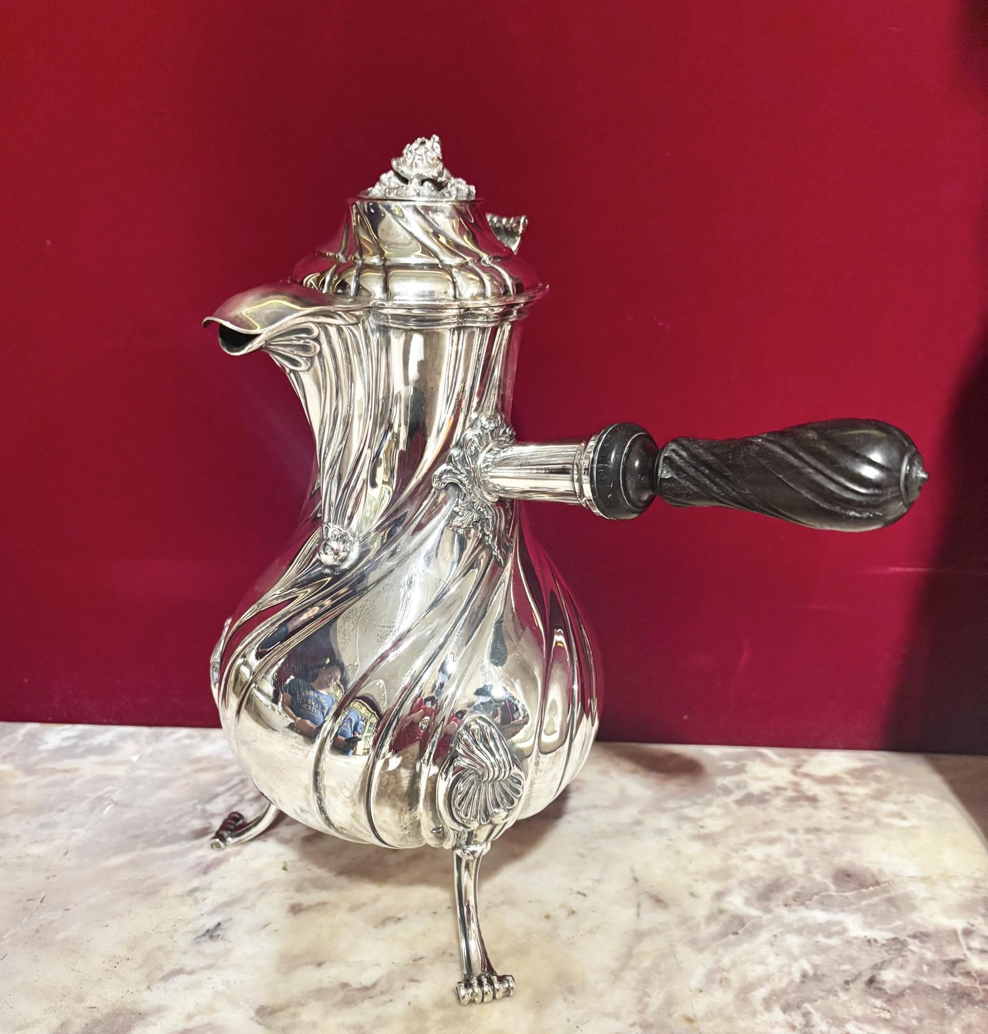 法國銀匠Lapart Sr. de Béguin路易十五風格950純銀巧克力壺:圖片 2