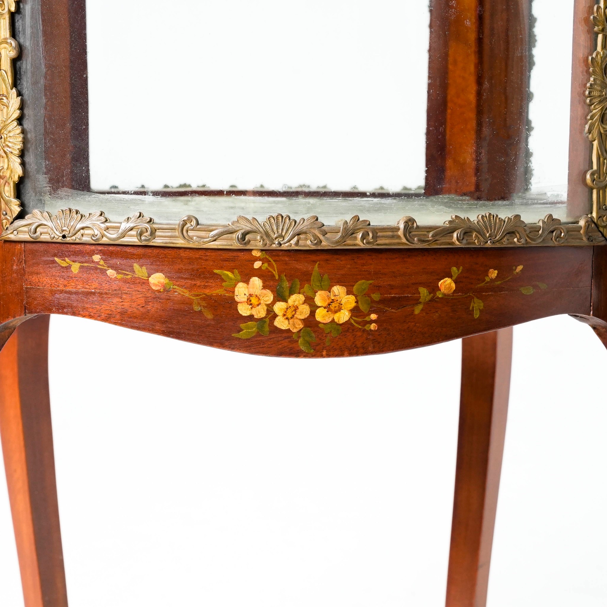 法國洛可可風格桃花心木手繪360度雙層展示櫃:圖片 3