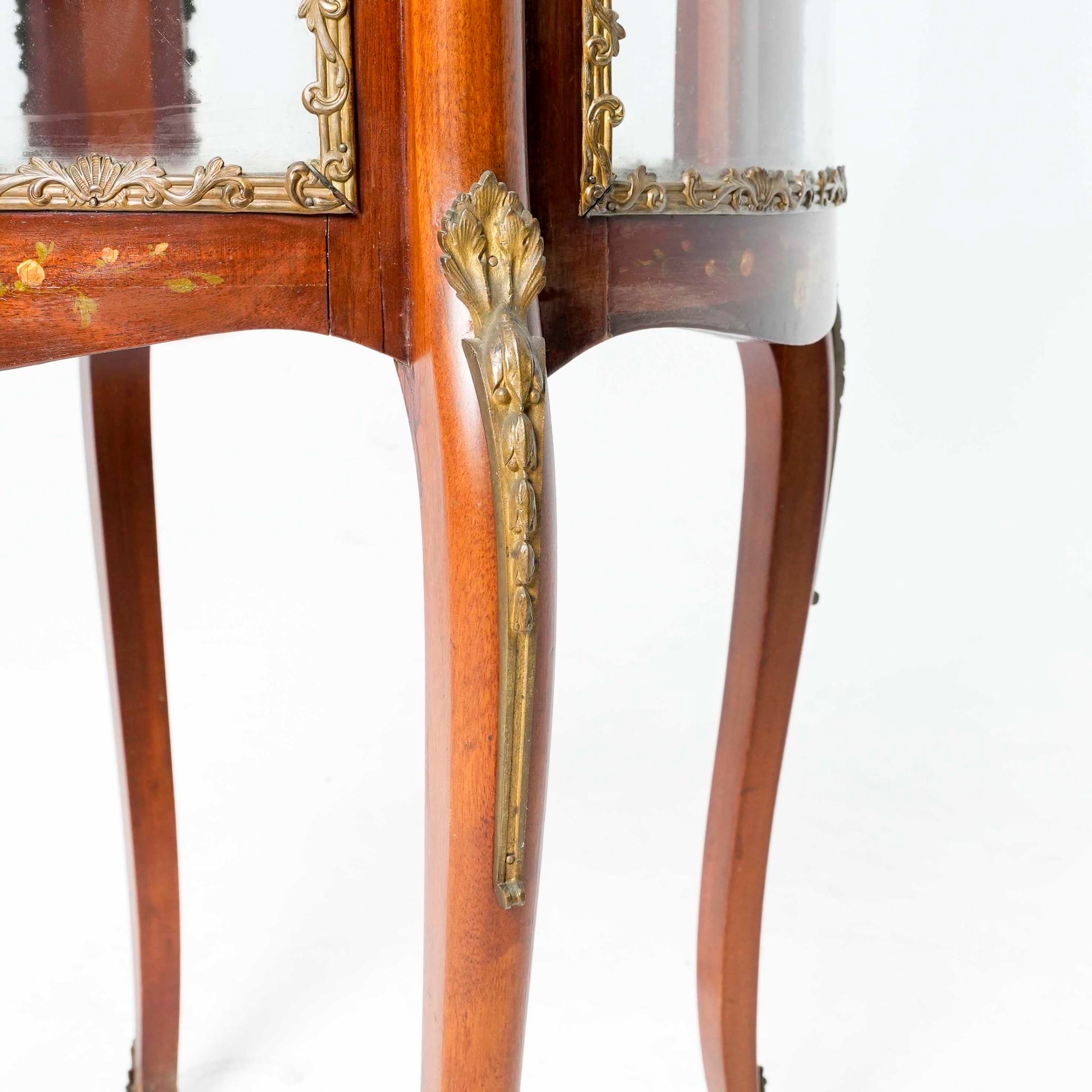 法國洛可可風格桃花心木手繪360度雙層展示櫃:圖片 4