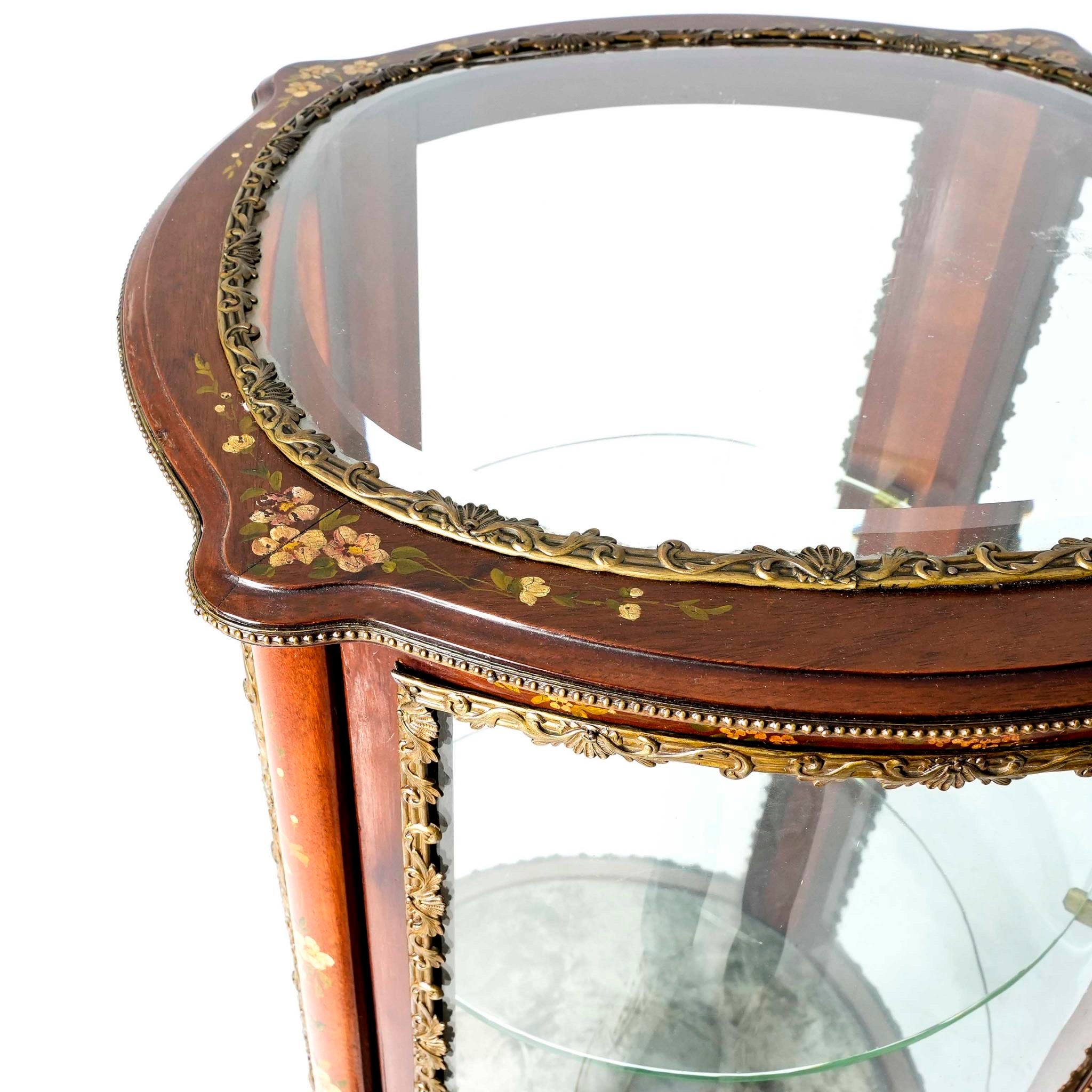 法國洛可可風格桃花心木手繪360度雙層展示櫃:圖片 6