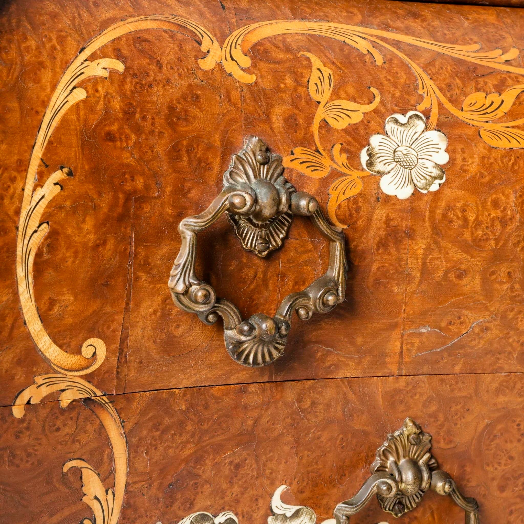 法國路易十五風格胡桃樹瘤鑲嵌二抽玄關櫃:圖片 6