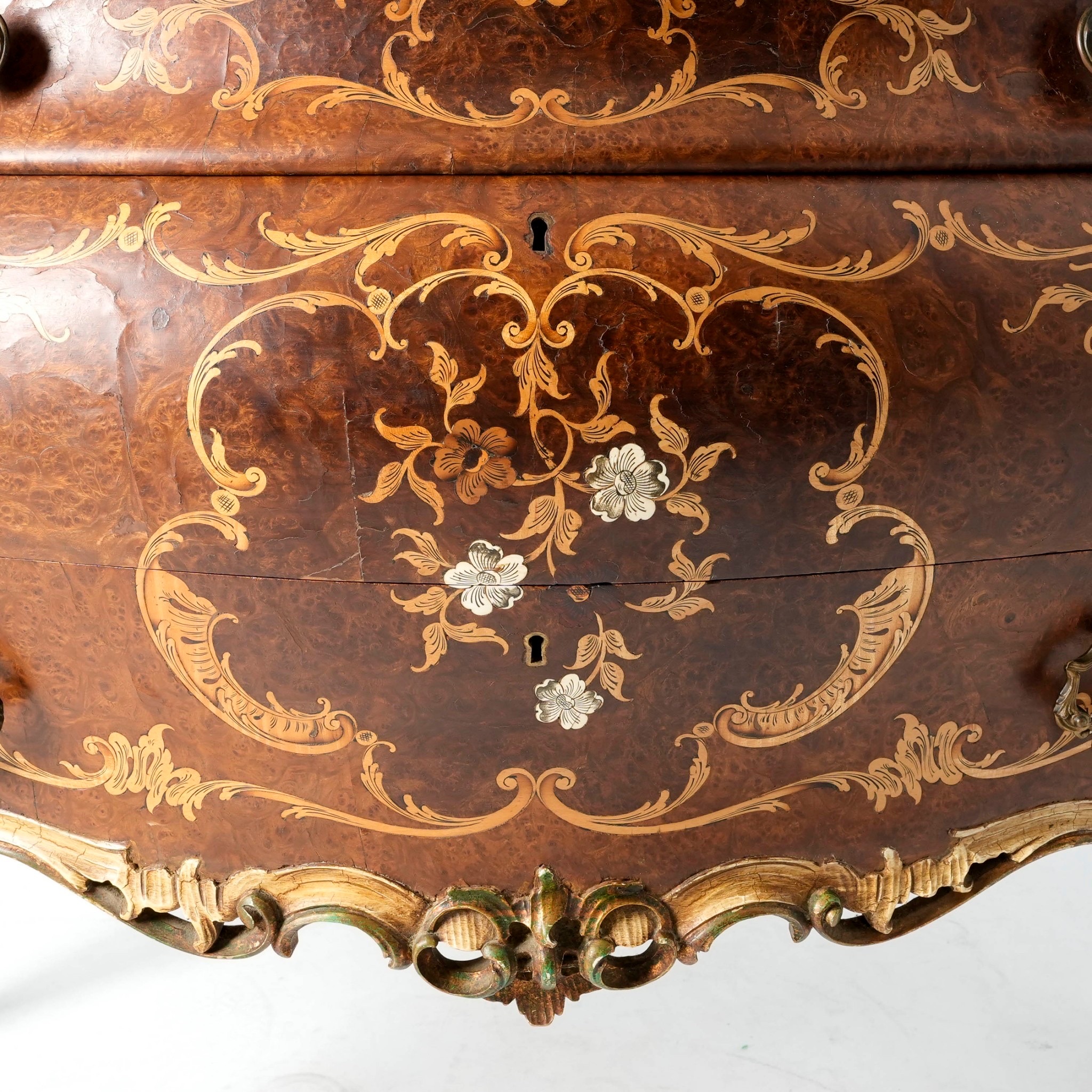 法國路易十五風格胡桃樹瘤鑲嵌二抽玄關櫃:圖片 4