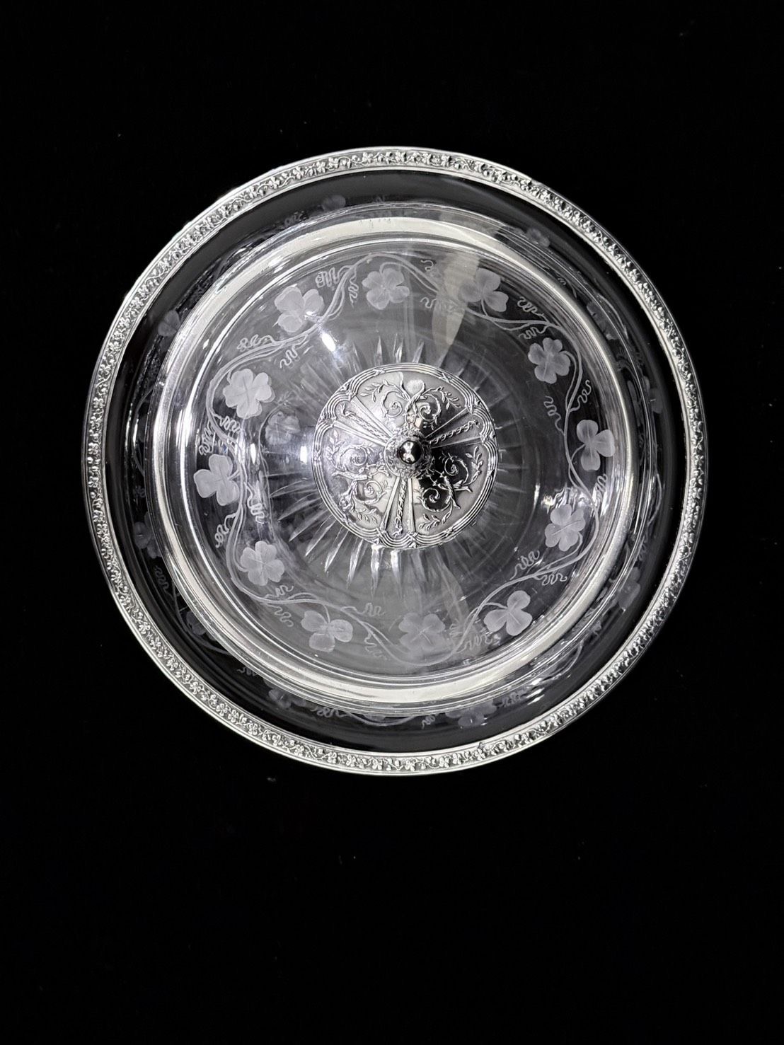 巴黎頂級水晶Baccarat純銀底盤有蓋奶油罐:圖片 4