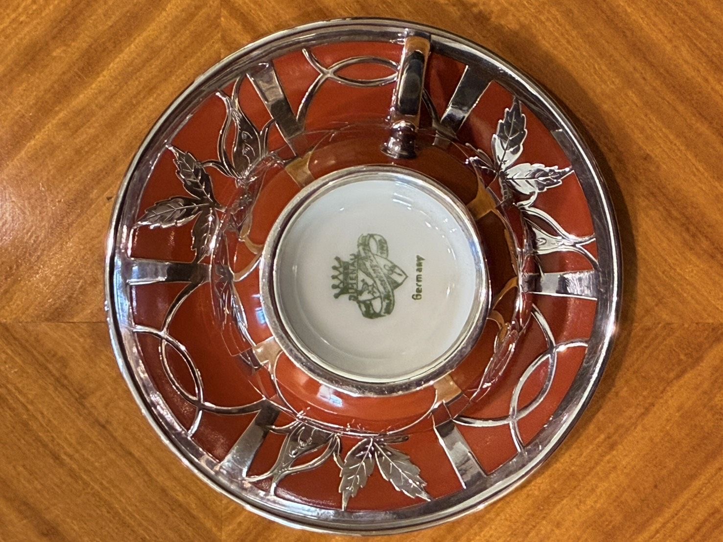 德國Silver Overlay1000/1000純銀摩卡杯/碟:圖片 2