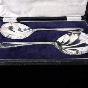 英國Art Deco風格SME&Co.鍍銀果醬/奶油匙(盒裝)