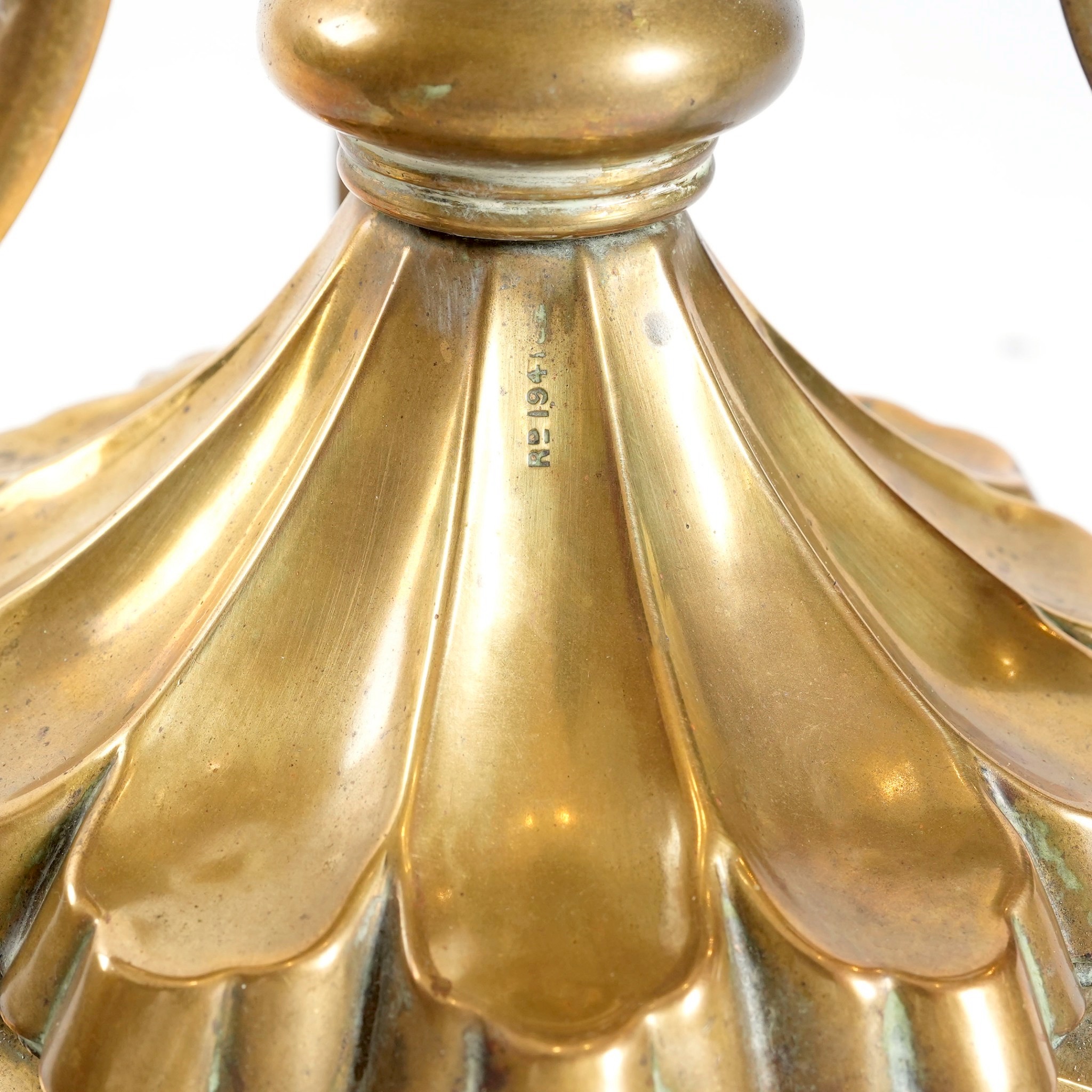 英國Art Nouveau風格純黃銅立燈:圖片 4