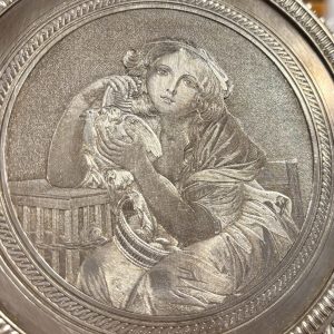 德國大師畫作浮雕700/1000銀復興風格手拿鏡