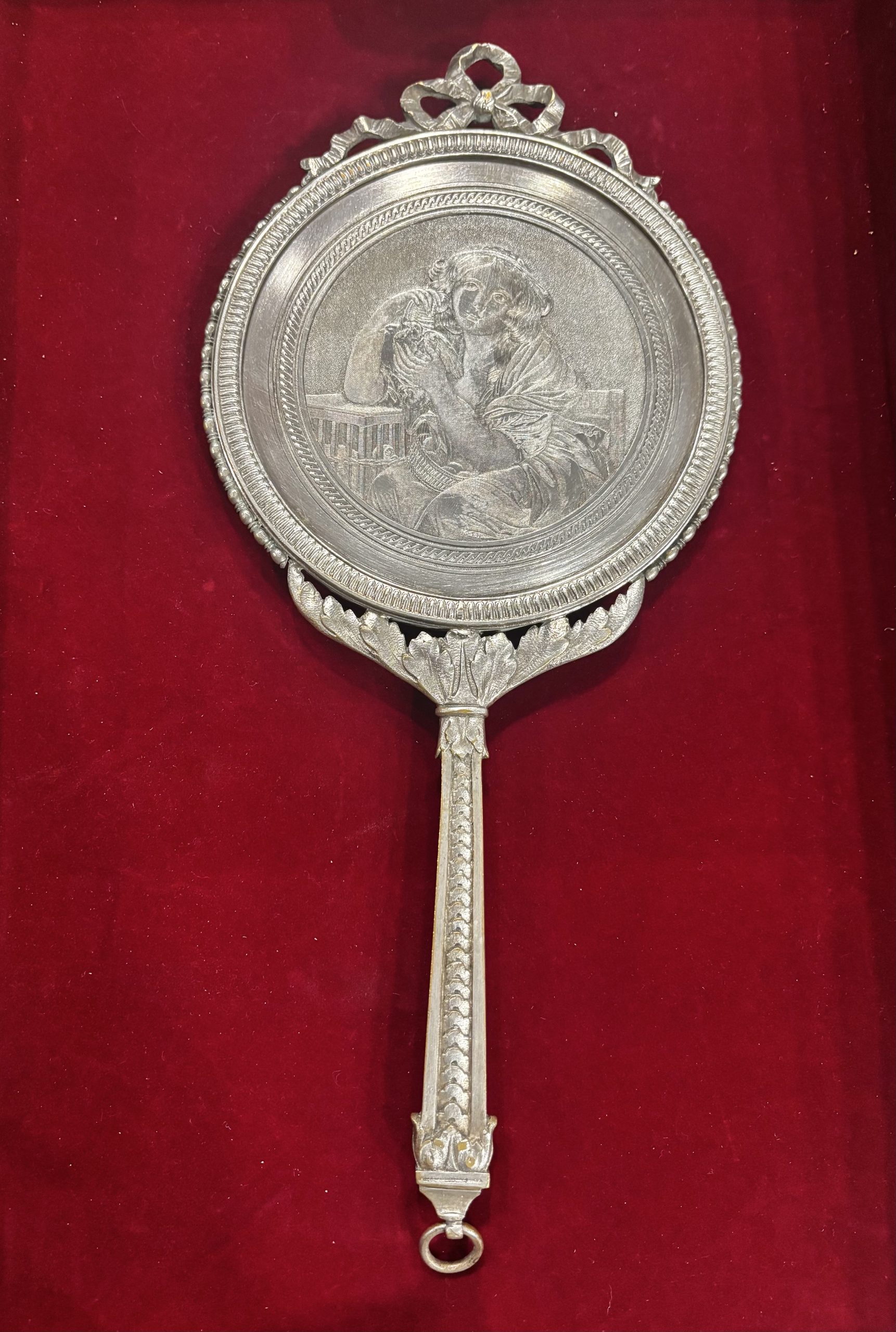 德國大師畫作浮雕700/1000銀復興風格手拿鏡:圖片 2