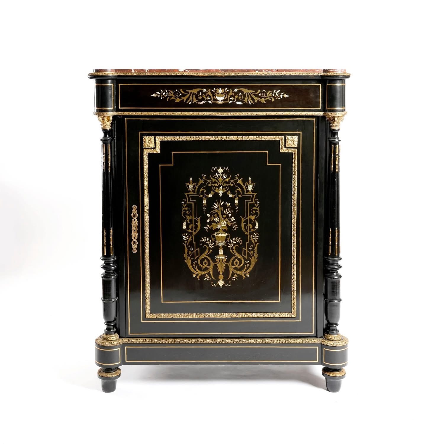 法國拿破崙三世時期帝政風格烏木細工鑲嵌立櫃:圖片 2