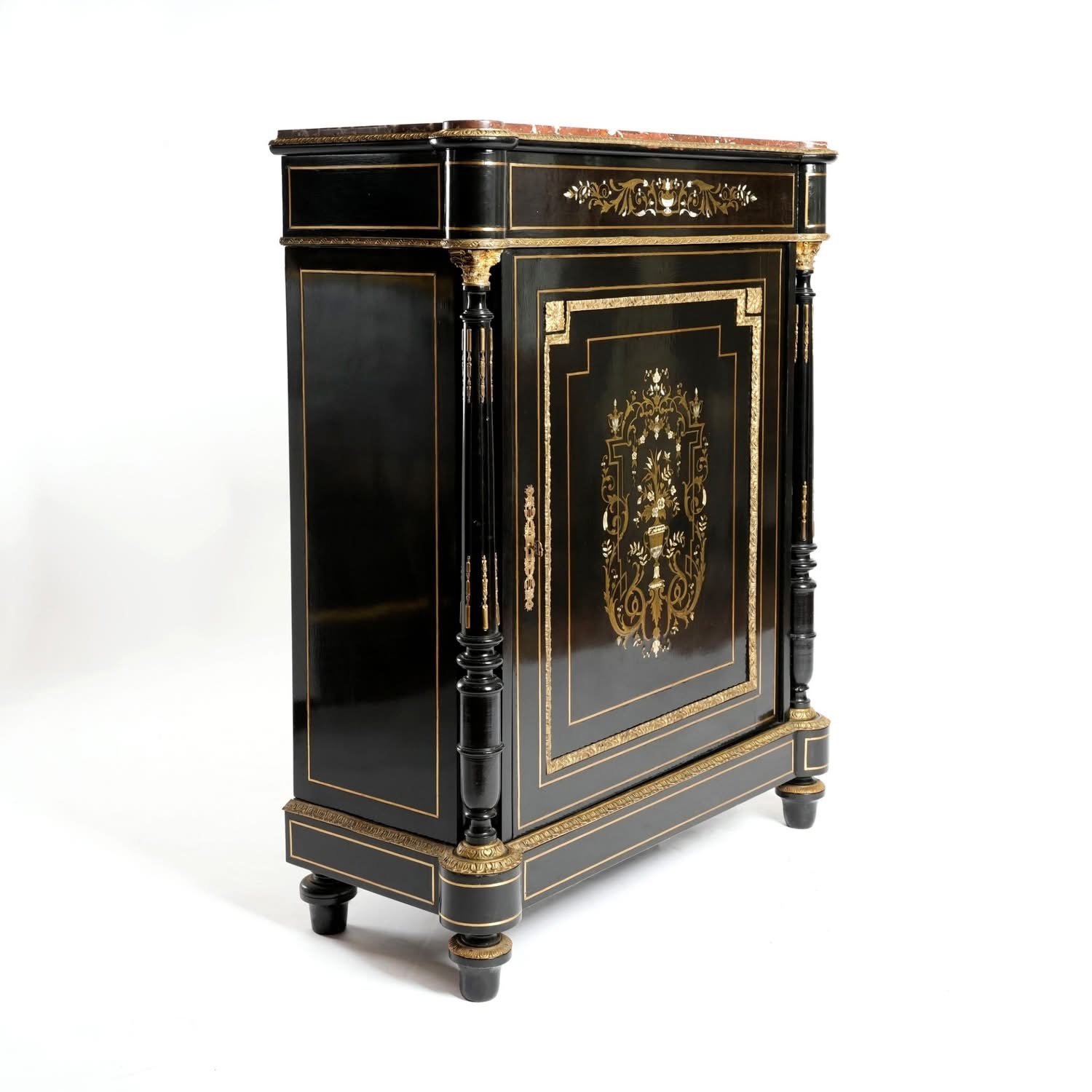 法國拿破崙三世時期帝政風格烏木細工鑲嵌立櫃:圖片 3