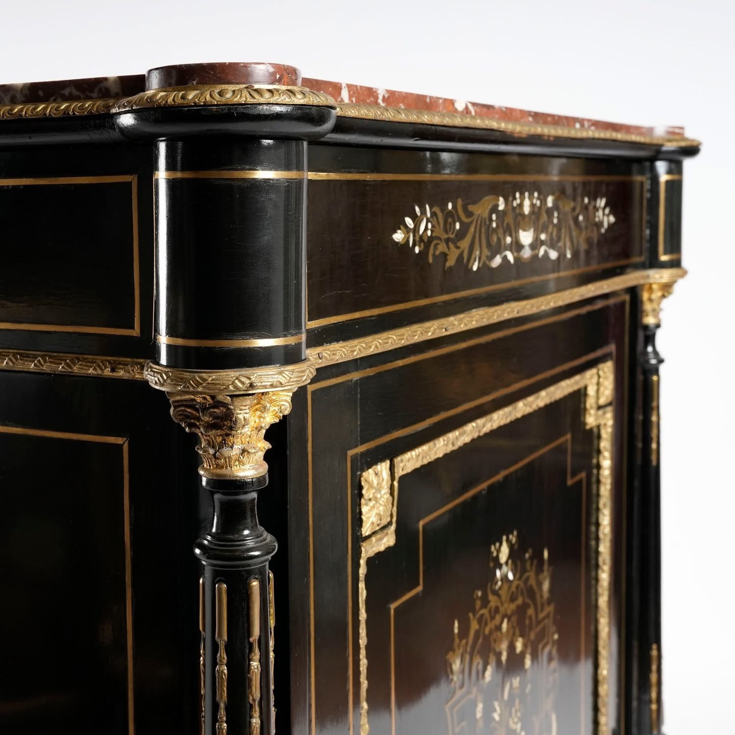 法國拿破崙三世時期帝政風格烏木細工鑲嵌立櫃:圖片 5