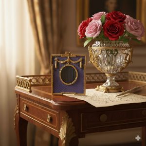 法國皇室緞帶鎏金琺瑯相框