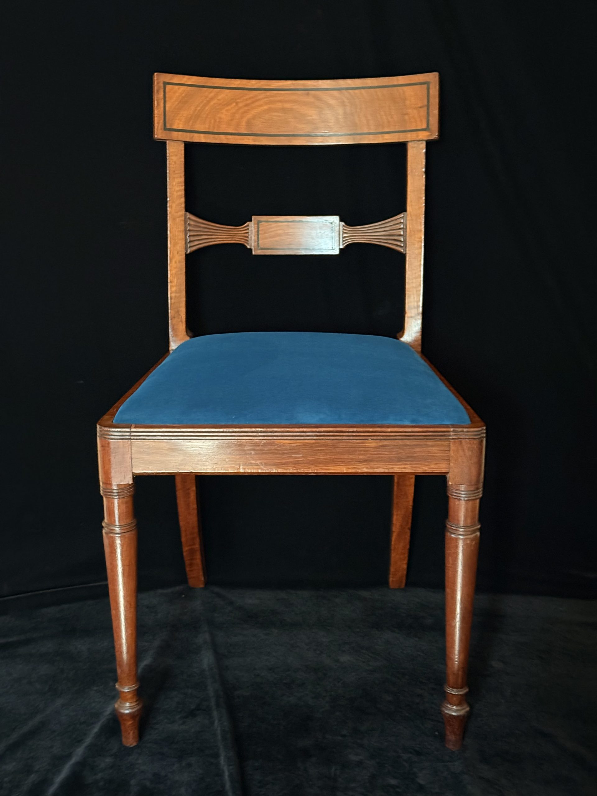 英國攝政風格桃花心木絨布餐椅:圖片 2