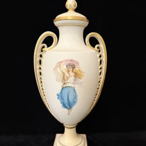 英國Minton 名頓雙面手繪有蓋雙耳花器