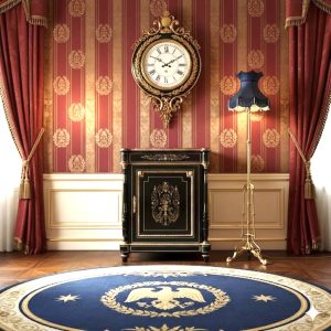 法國拿破崙三世時期帝政風格烏木細工鑲嵌立櫃