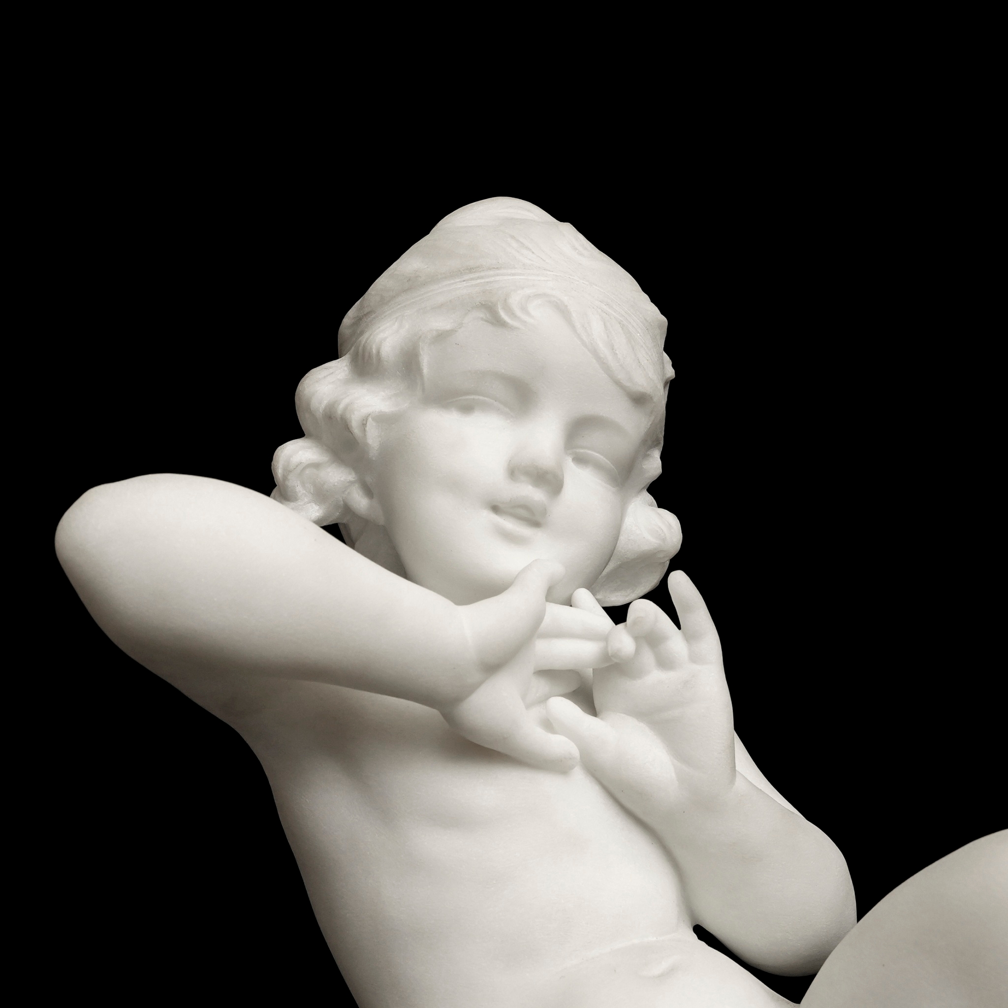 學院派/浪漫主義風格兒時情懷大理石雕塑