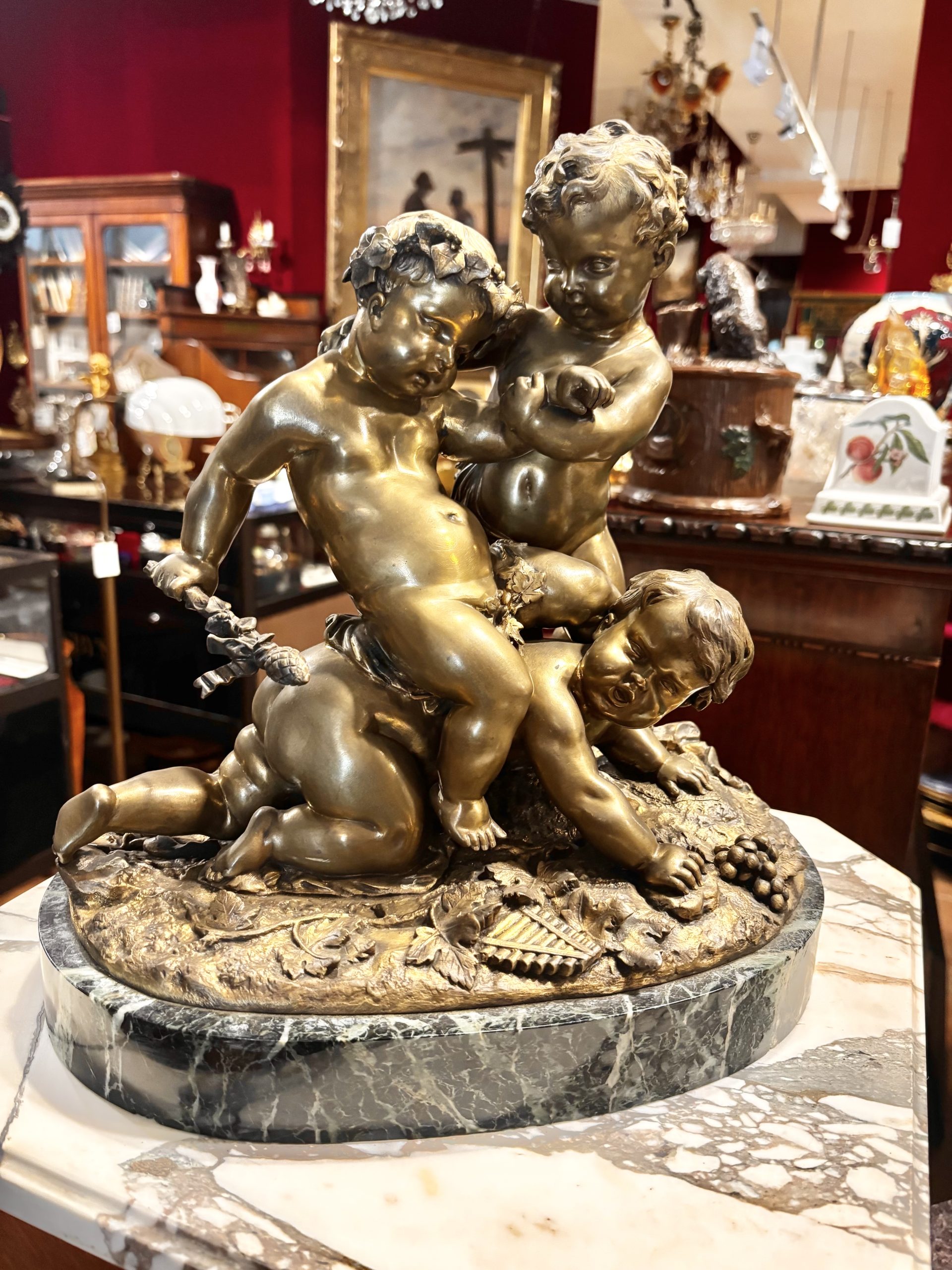 法國雕塑品-嬉遊的兒童