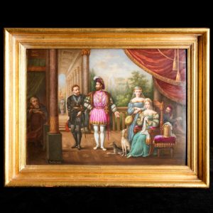 法國學院派畫風瓷版畫-尼斯停戰協定 (Truce of Nice)