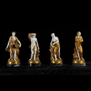 法國賽佛爾鎏金素瓷大理石底座雕塑「四季雋永」