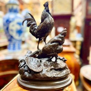 法國銅雕作品-公雞與母雞